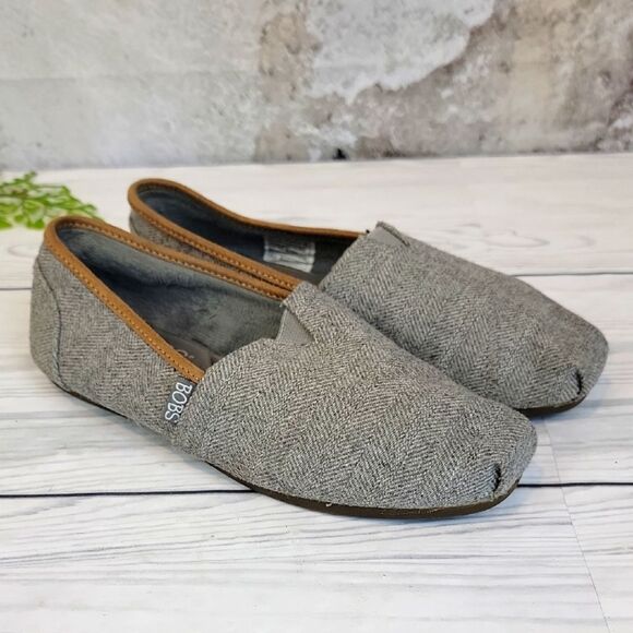 Bobs By Skechers Gray Slip-On Casual Shoes Womens Size 6.5 - Picture 1 of 9